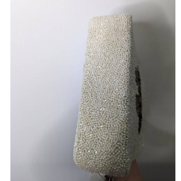 Tiana Y2K Beaded Butterfly Bag Ivory Multi Sequin Crossbody Purse Handcrafted - Picture 6 of 11